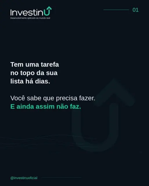 Força de vontade não resolve procrastinação.Não porque você seja fraco.Porque força de vontade é um recurso finito — e usá-la contra um ciclo emocional sem entender o mecanismo é como tentar parar uma hemorragia com esforço mental.A pergunta certa não é "por que não consigo começar?"É "o que estou evitando sentir?"Muda tudo quando você para de se julgar e começa a se entender.#Investinu #Procrastinacao #Produtividade #InteligenciaEmocional #DesenvolvimentoPessoal #Autoconhecimento