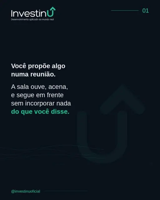Ser o mais experiente da sala não garante ser o mais ouvido.Influência real tem menos a ver com quem você é e mais com como você opera nas relações e nas conversas.Isso é desconfortável de aceitar para quem investiu anos construindo competência técnica.Mas é exatamente o que separa quem tem boas ideias de quem consegue implementá-las.#Investinu #Lideranca #Comunicacao #Carreira #InteligenciaEmocional #DesenvolvimentoProfissional