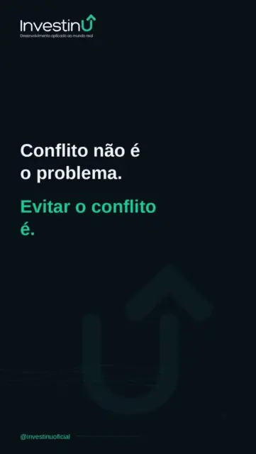 Conflito não é o problema. Evitar o conflito é.Ambientes sem discordância aparente geralmente não são harmoniosos — são silenciados.O que diferencia equipes que funcionam bem não é a ausência de conflito. É como ele é conduzido: separando a pessoa do problema, buscando entender antes de argumentar, tratando discordância como dado, não como ataque.Qual foi o conflito mais difícil que você já teve que navegar no trabalho?#Investinu #ConflitosNoTrabalho #Lideranca #ComunicacaoAssertiva #DesenvolvimentoProfissional